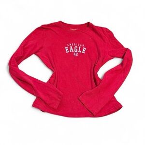 American Eagle Y2K Red Logo Long Sleeve Slim Fit Size S